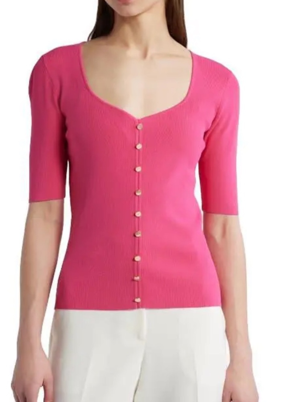 NWT Elie Tahari Pink Jessica Fitted Sweater Top Size XS